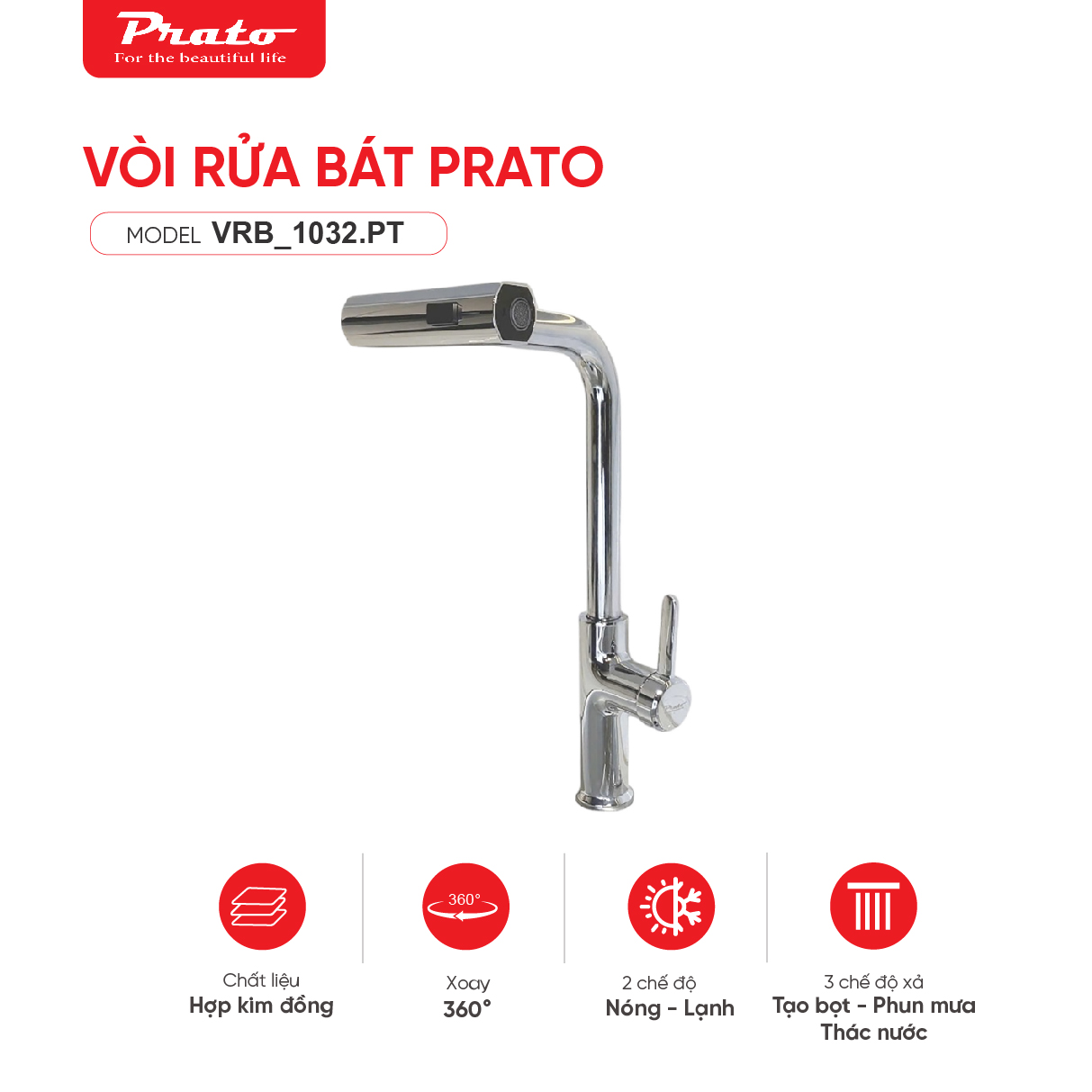 Vòi rửa bát Prato 1032.PT