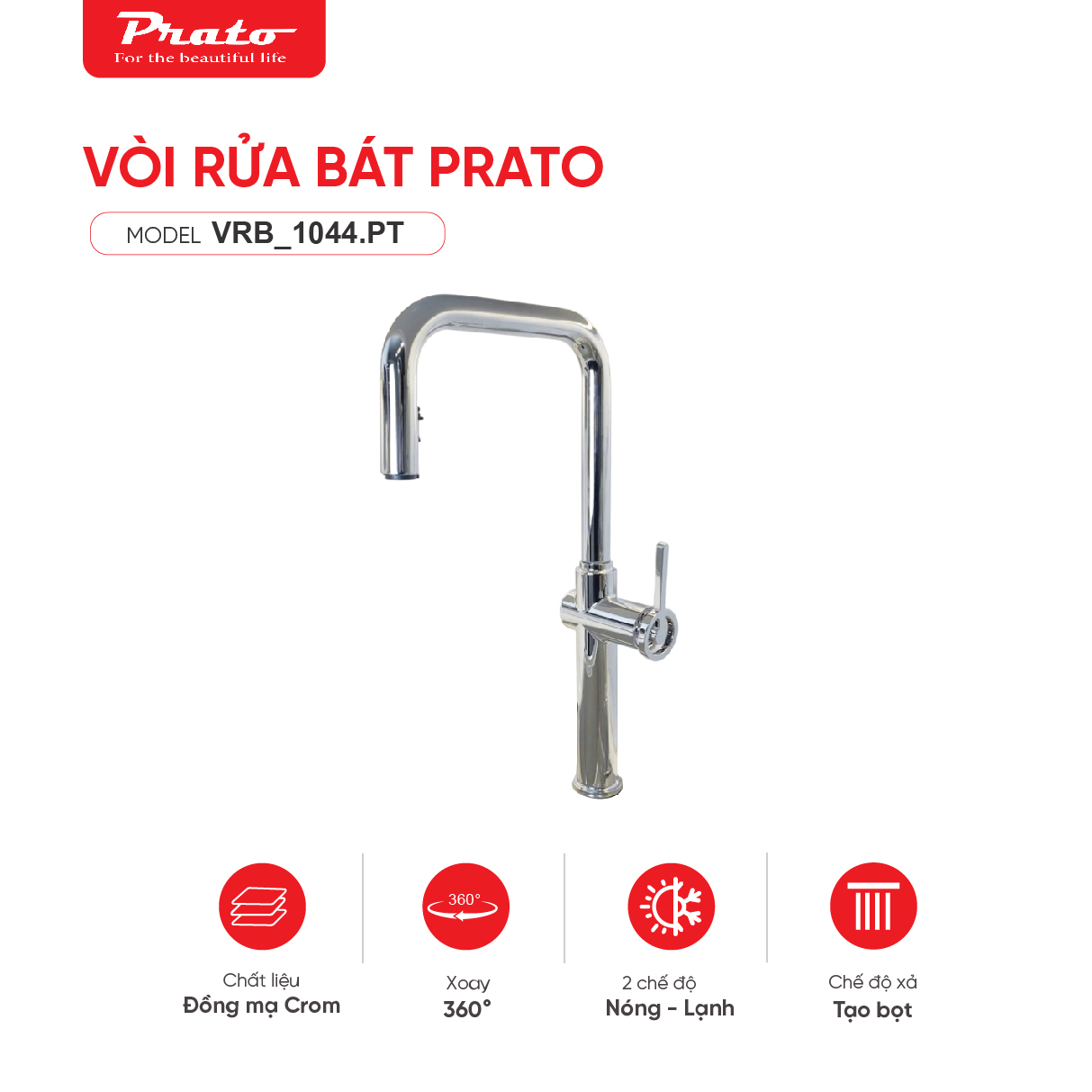 Vòi rửa bát Prato 1044.PT