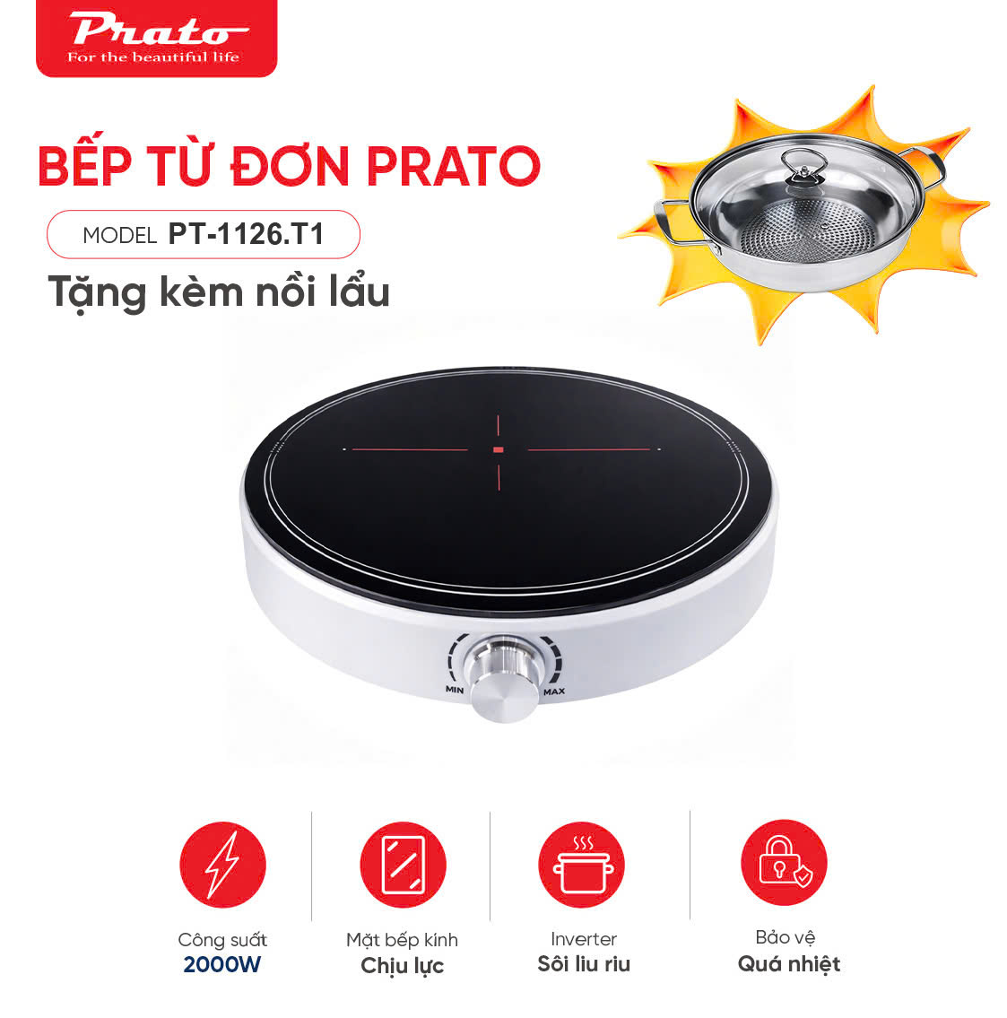 Bếp từ đơn Prato model PT-1126.T1.
