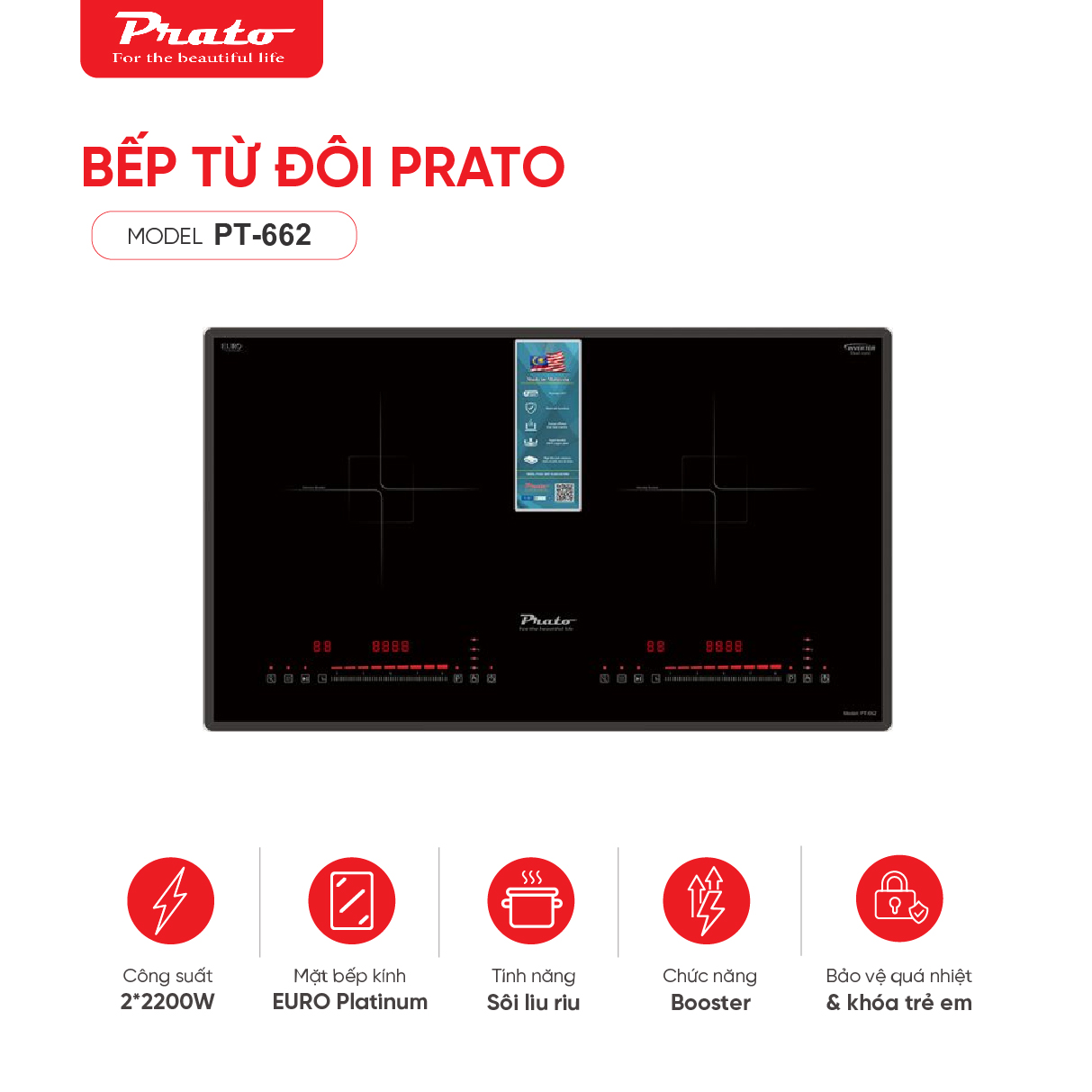 Bếp từ đôi Prato PT-662