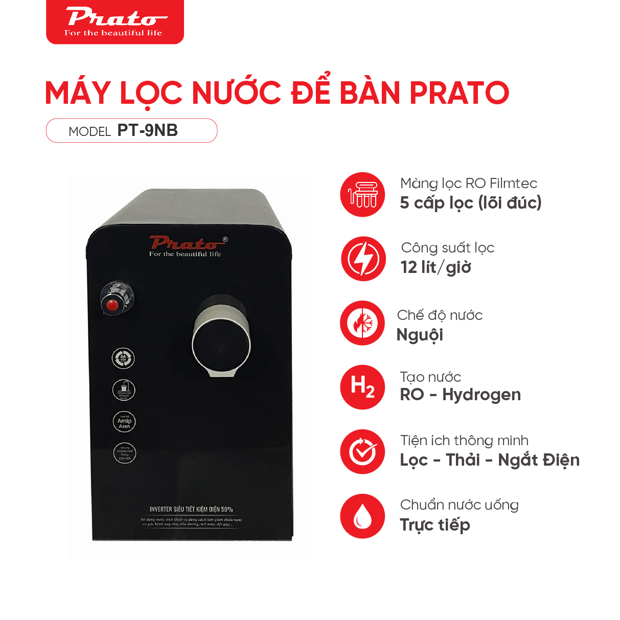 Máy lọc nước 9 cấp để bàn model: PT-9NB
