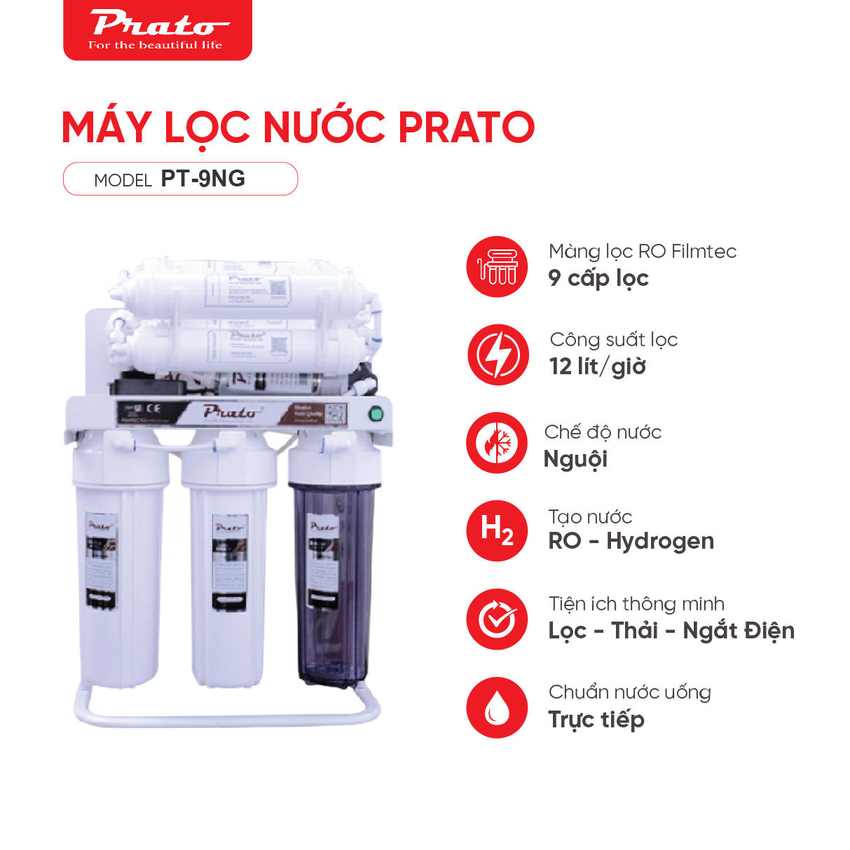 Máy lọc nước 9 cấp để gầm Model: PT-9NG