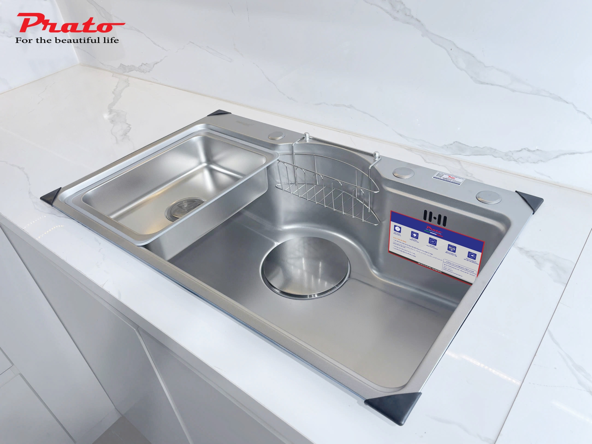 Chậu rửa bát Prato 1 hố INOX NANO KT_75*46