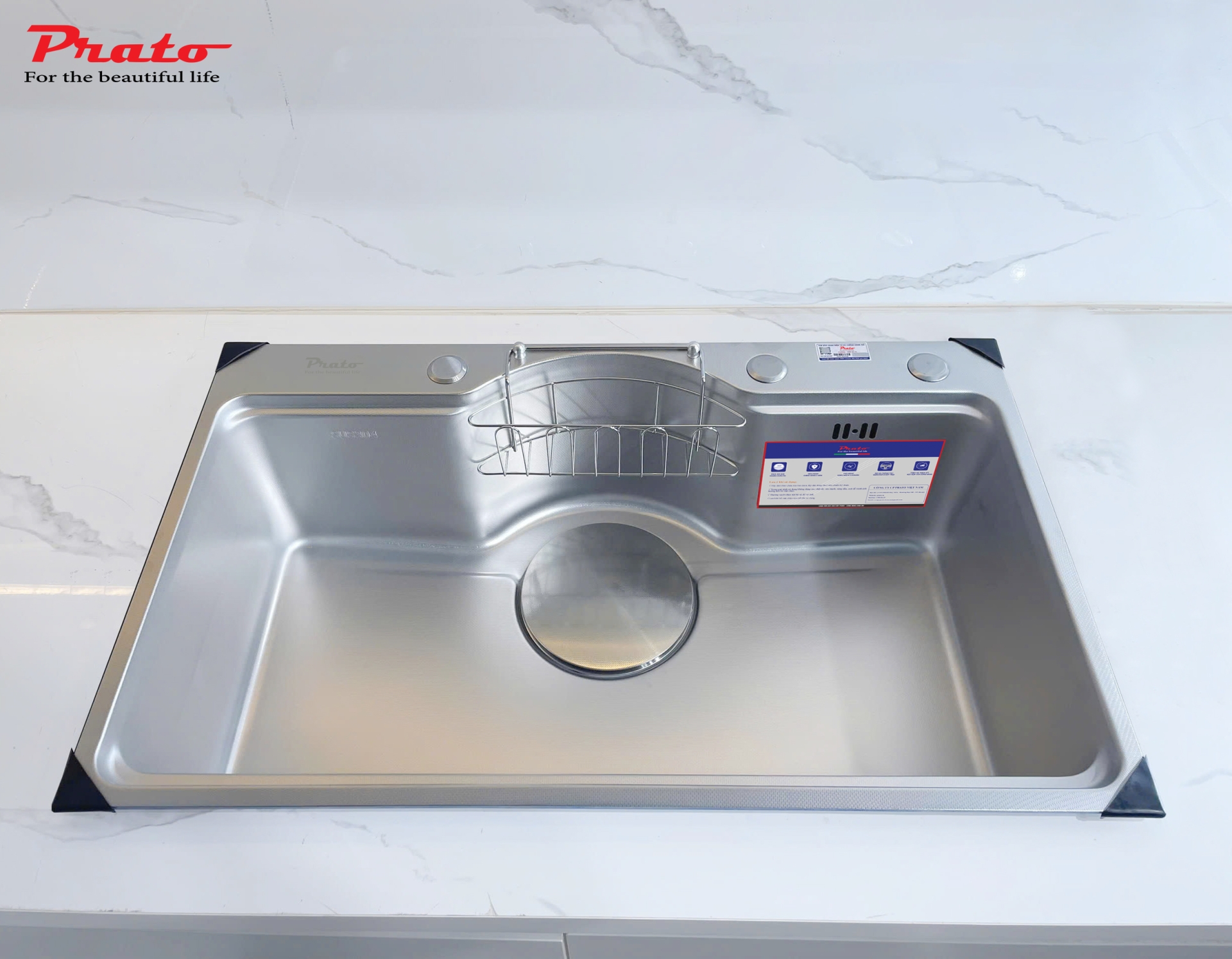 Chậu rửa bát Prato 1 hố INOX NANO KT_75*46