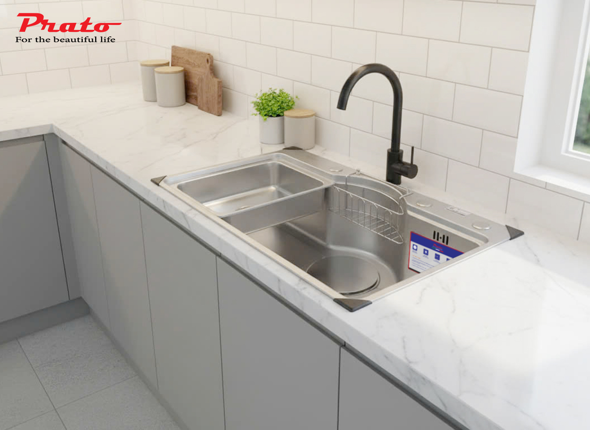 Chậu rửa bát Prato 1 hố INOX NANO KT_75*46