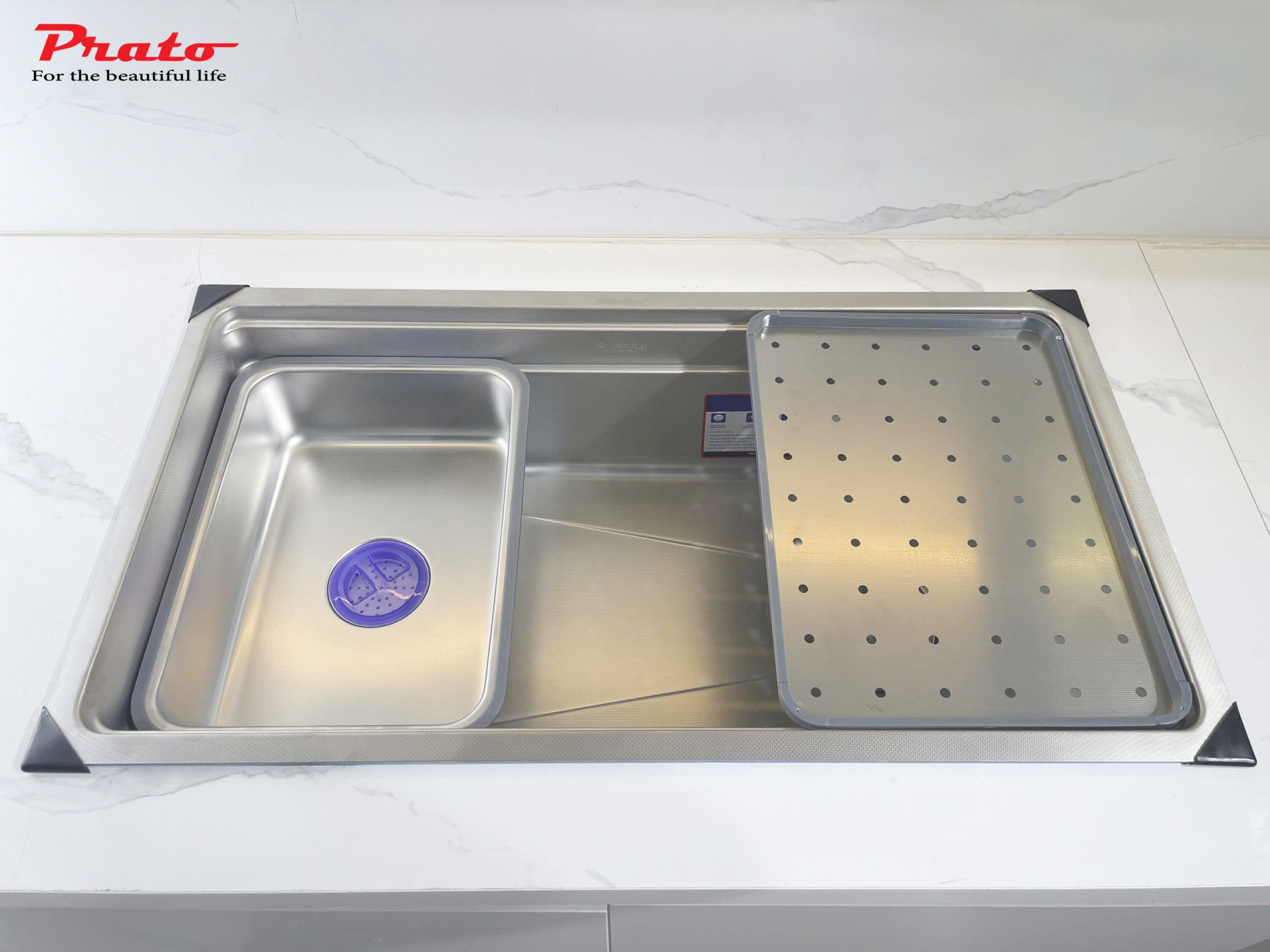 Chậu rửa bát 1 hố Prato INOX nano kích thước 78*43cm