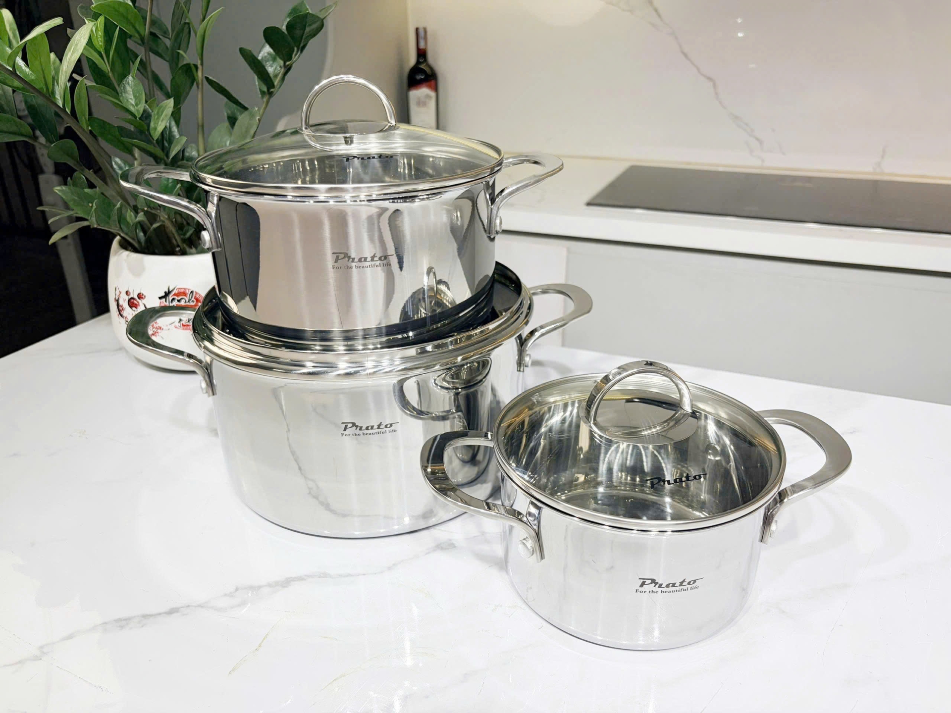 Bộ nồi 3 món INOX 304 đáy liền khối PRATO LUXURY 666