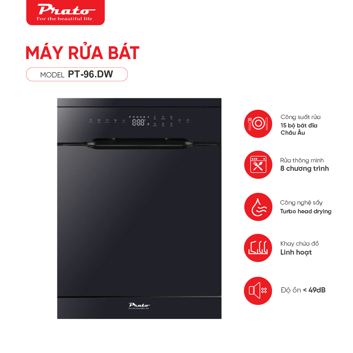 Máy rửa bát Model: PT-96.DW