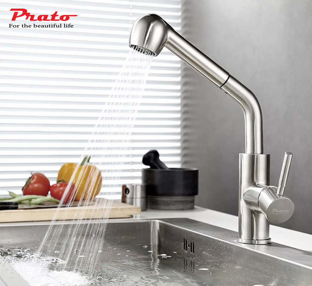 Vòi rửa bát dây rút đồng Prato 012A