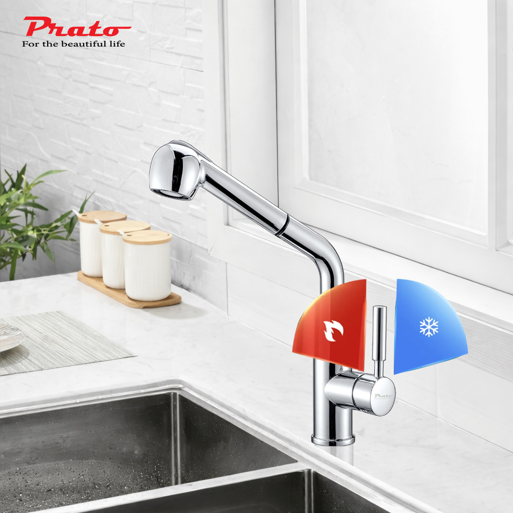 Vòi rửa bát dây rút đồng Prato 012A