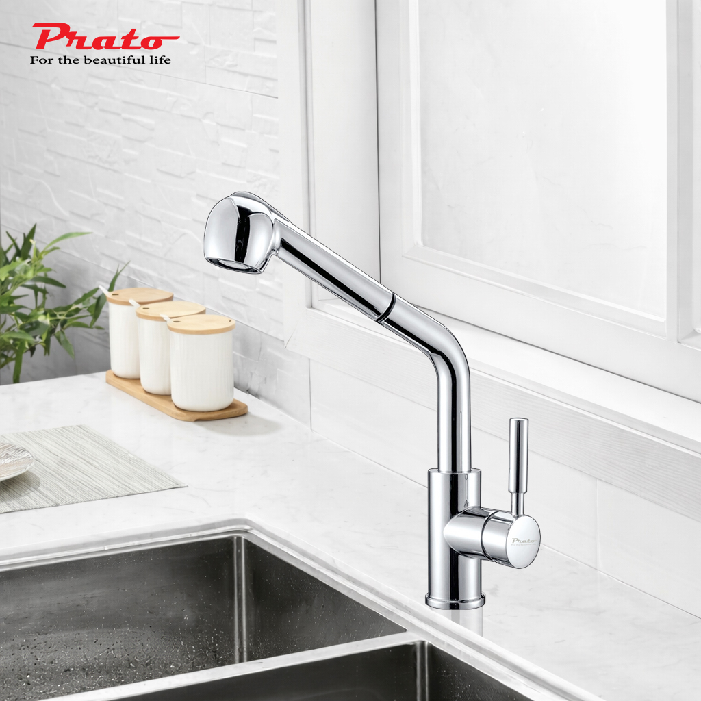Vòi rửa bát dây rút đồng Prato 012A