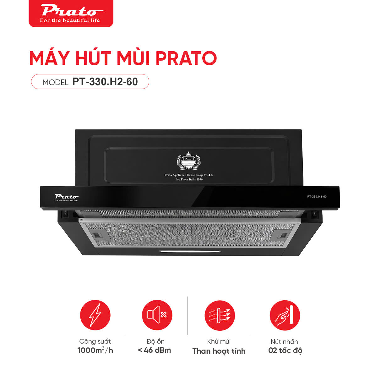 Máy hút mùi Prato Model PT-330.H2-60