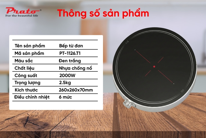 Bếp từ đơn Prato model PT-1126.T1.