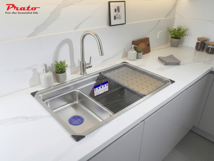 Chậu rửa bát 1 hố Prato INOX nano kích thước 78*43cm