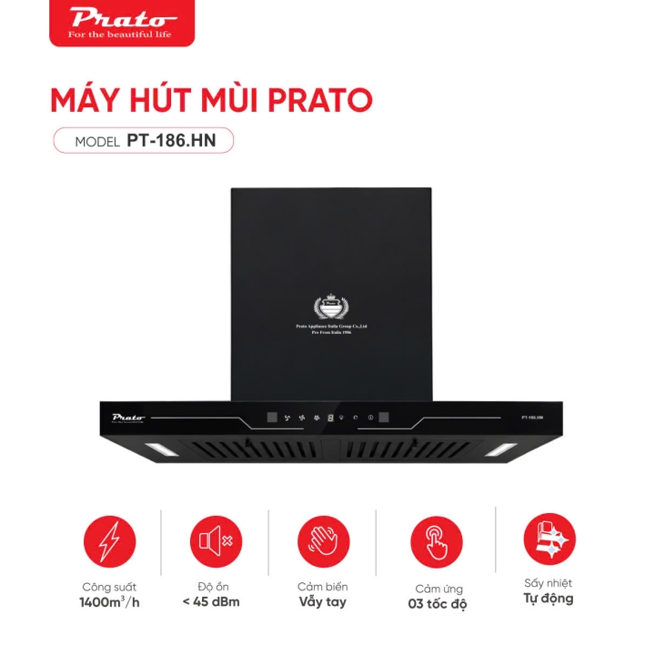 Máy hút mùi chữ T Prato model: PT-186.HN