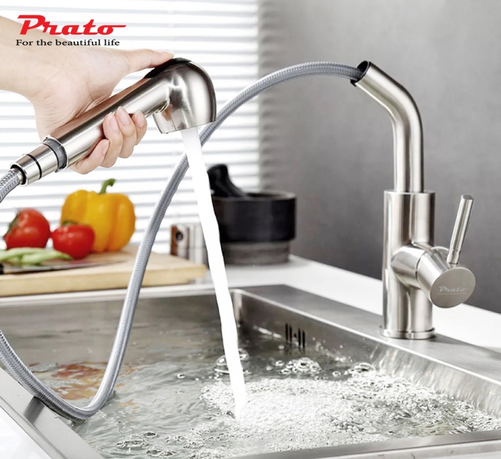 Vòi rửa bát dây rút đồng Prato 012A