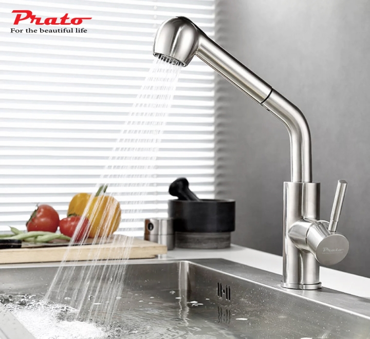 Vòi rửa bát dây rút đồng Prato 012A