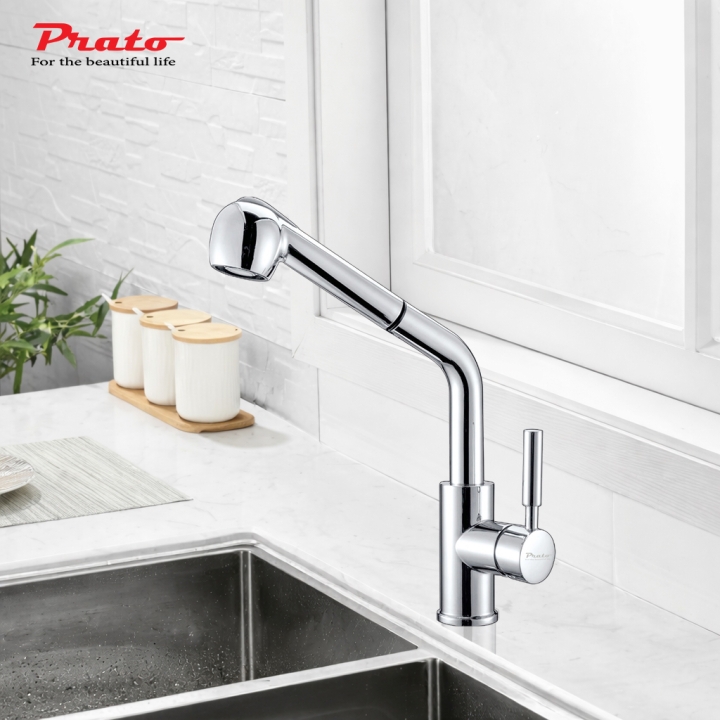Vòi rửa bát dây rút đồng Prato 012A