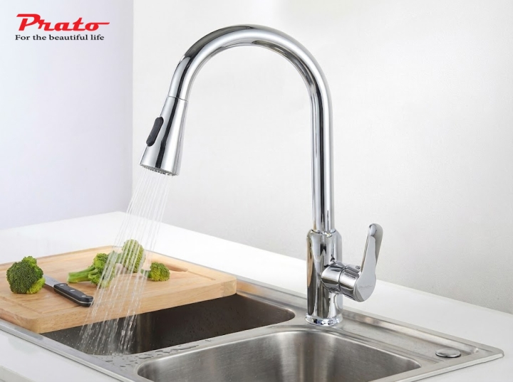 Vòi rửa bát dây rút đồng Prato DL16