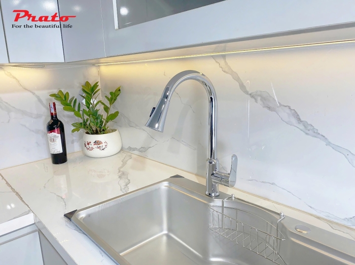 Vòi rửa bát dây rút đồng Prato DL16