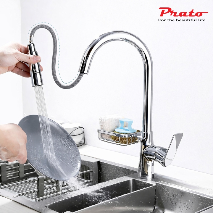 Vòi rửa bát dây rút đồng Prato DL17