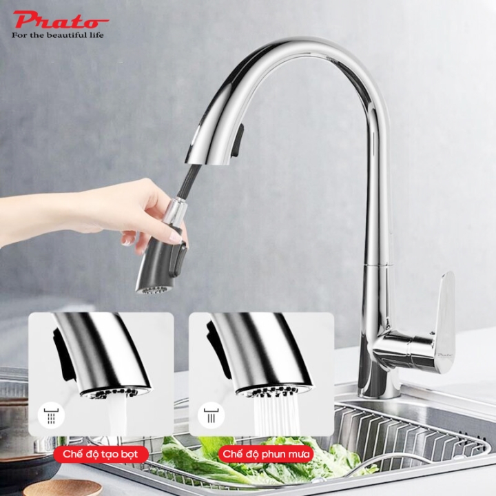 Vòi rửa bát dây rút đồng Prato DL18